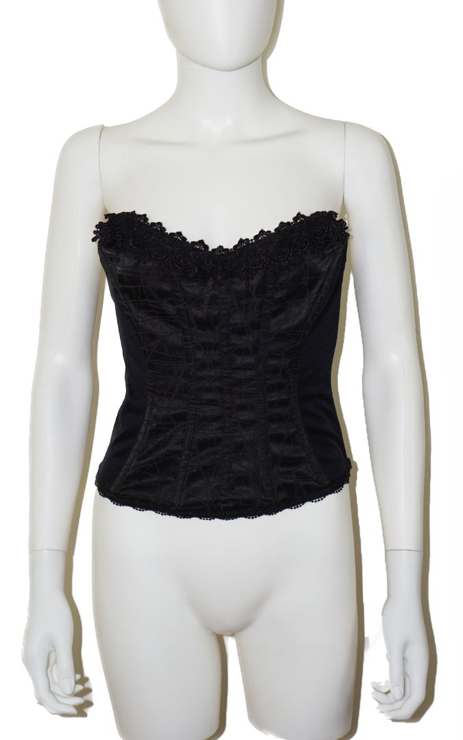 TESA Black Satin Gothic Corset