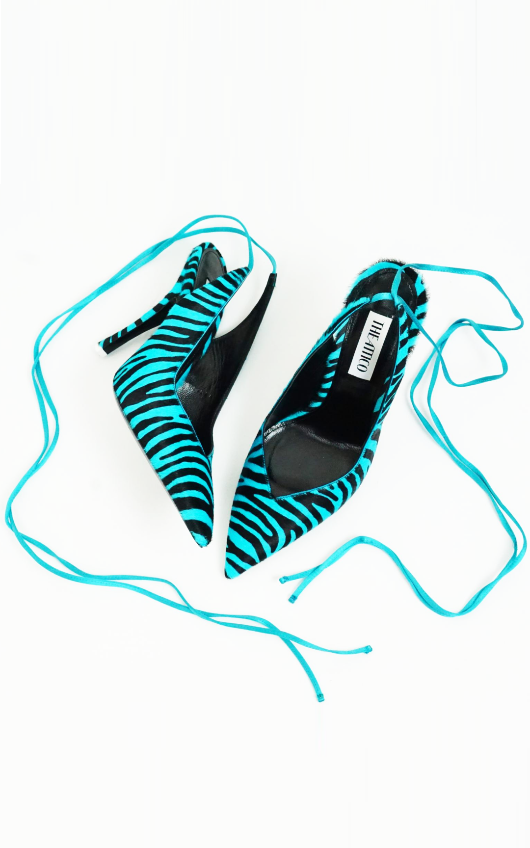 THE ATTICO Zebra Print Strap Lace Up Sandals