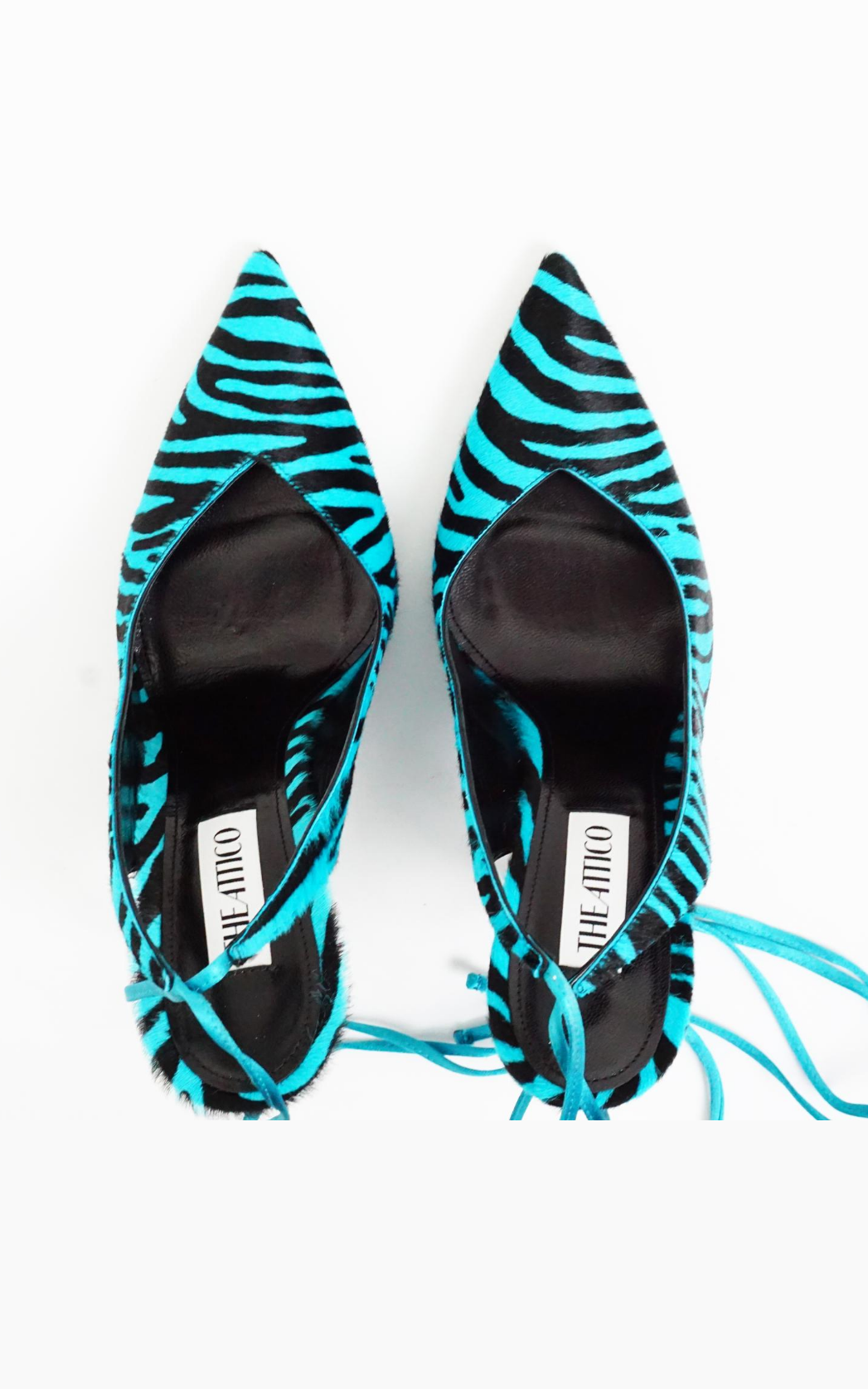 THE ATTICO Zebra Print Strap Lace Up Sandals