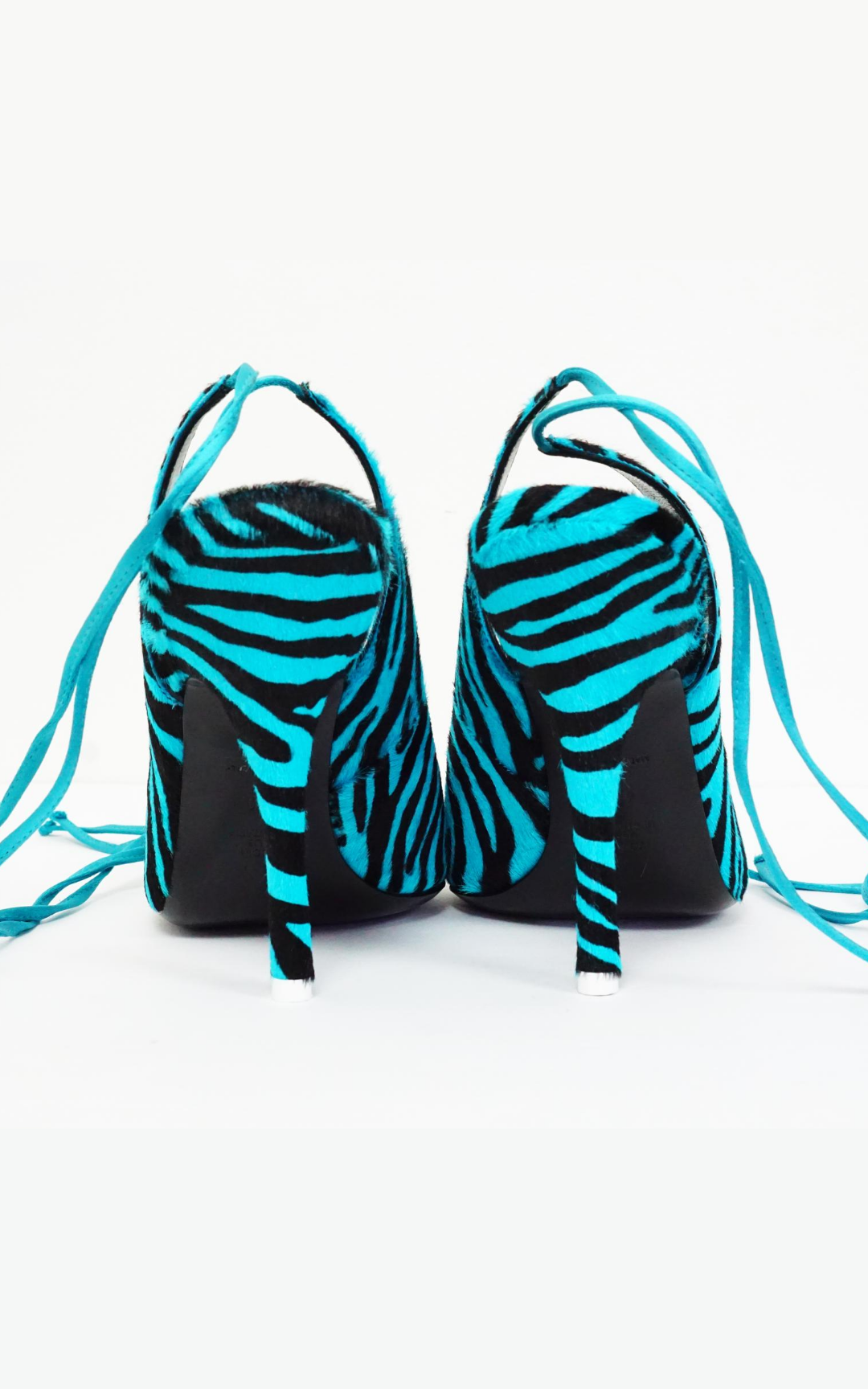 THE ATTICO Zebra Print Strap Lace Up Sandals