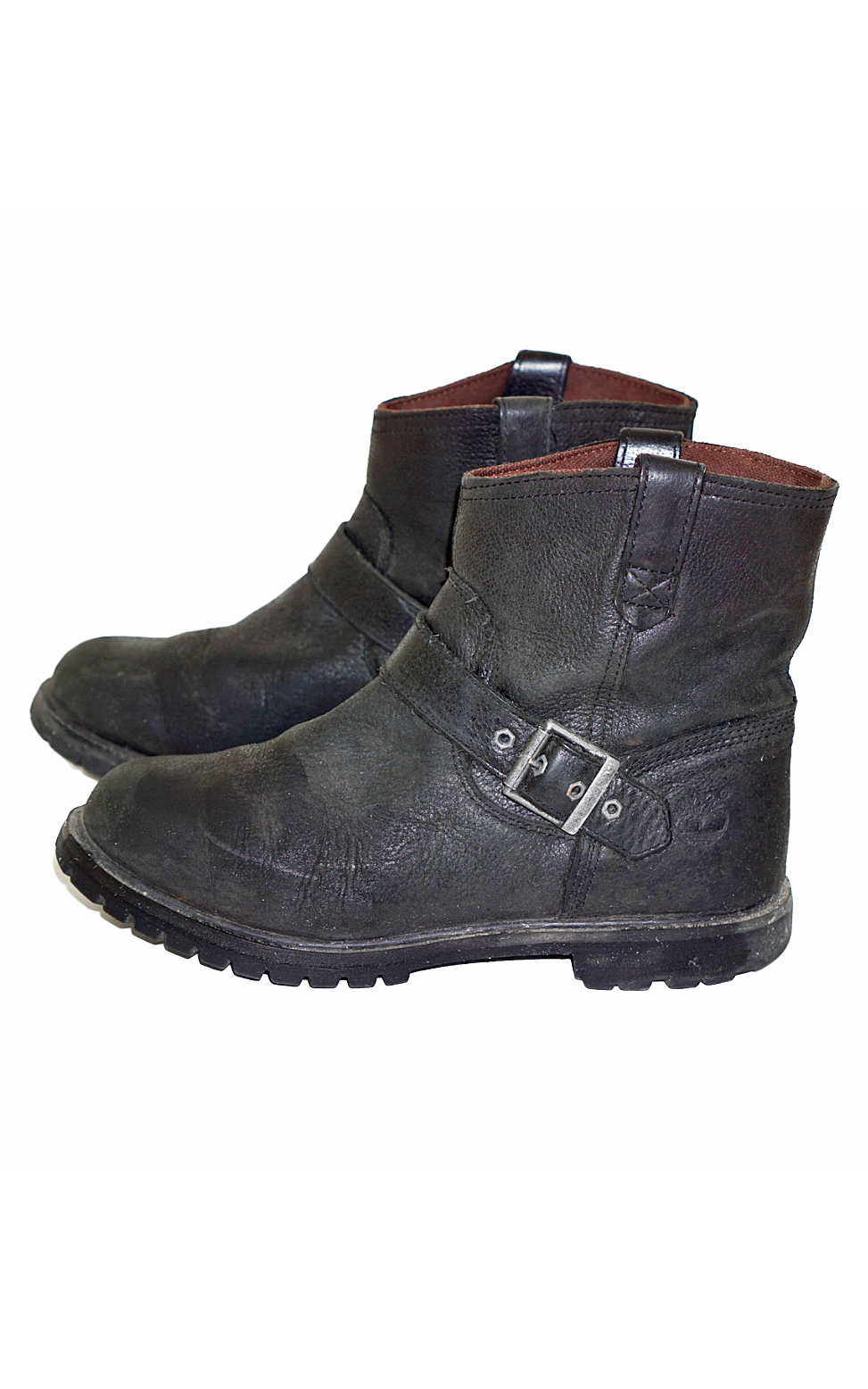 TIMBERLAND Moto Biker Ankle Black Leather Boots resellum
