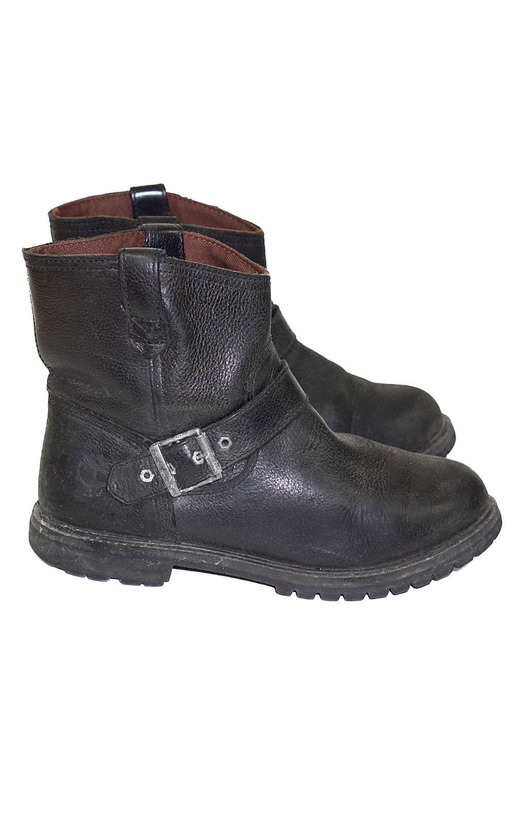 TIMBERLAND Moto Biker Ankle Black Leather Boots resellum