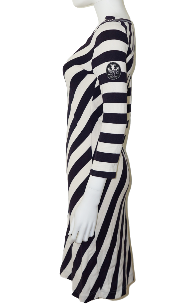 TORY BURCH Logo Striped Bodycon Midi Dress resellum