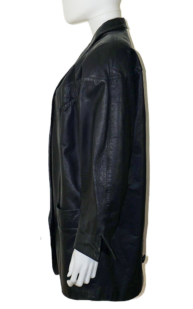 VALENTINO Vintage 90s Leather V-Neck Jacket resellum