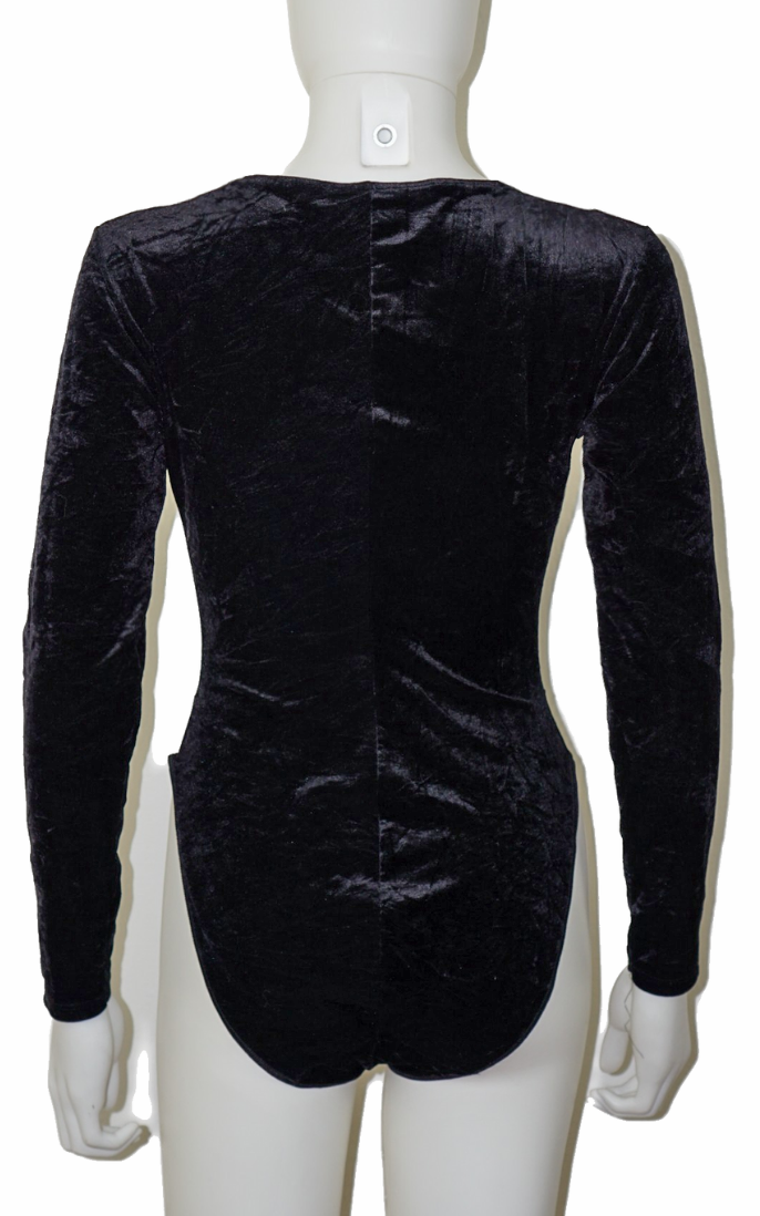 VINTAGE 90s Black Velvet Lace Up Bodysuit