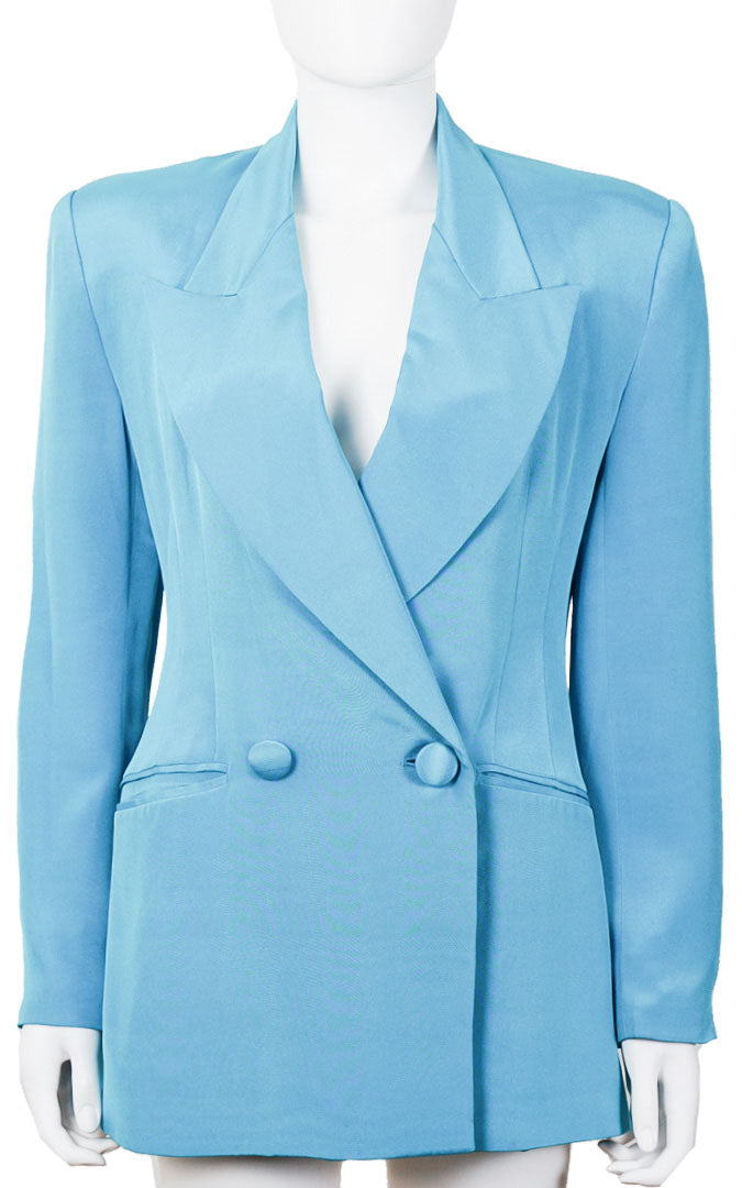 VINTAGE LILLIE RUBIN Blue Silk Blazer Jacket