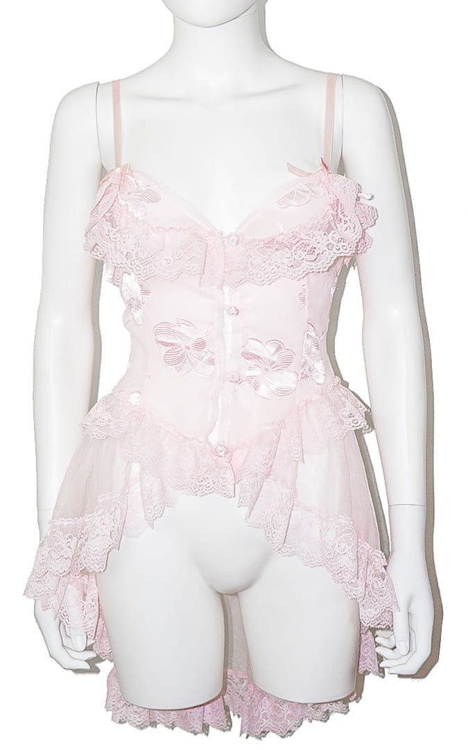 VINTAGE Pink Baby Doll Lace Cami Top