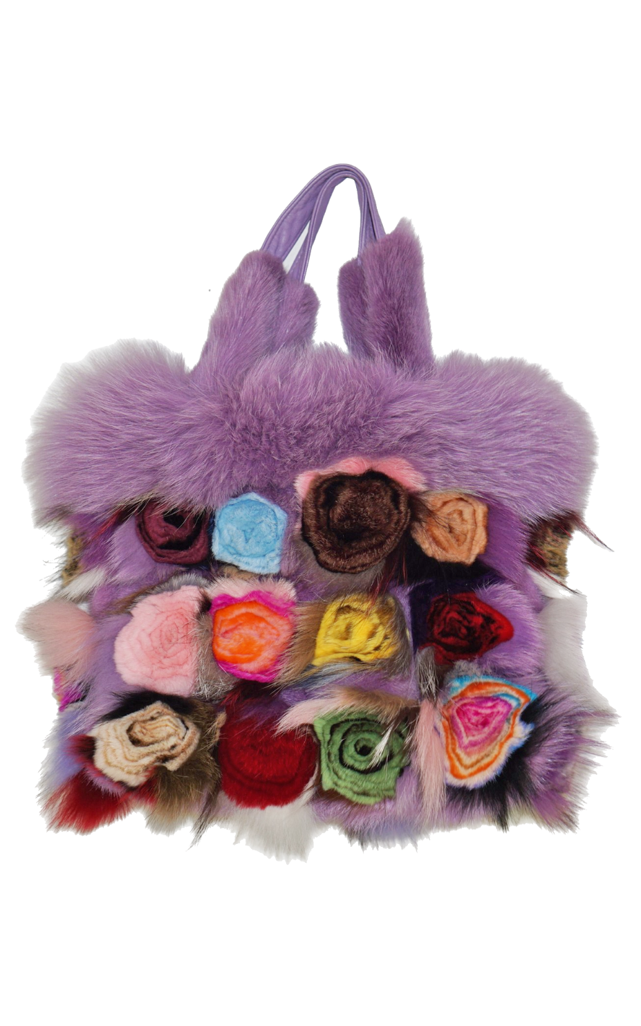VINTAGE Real Fur Multicolor Flowers Handbag resellum