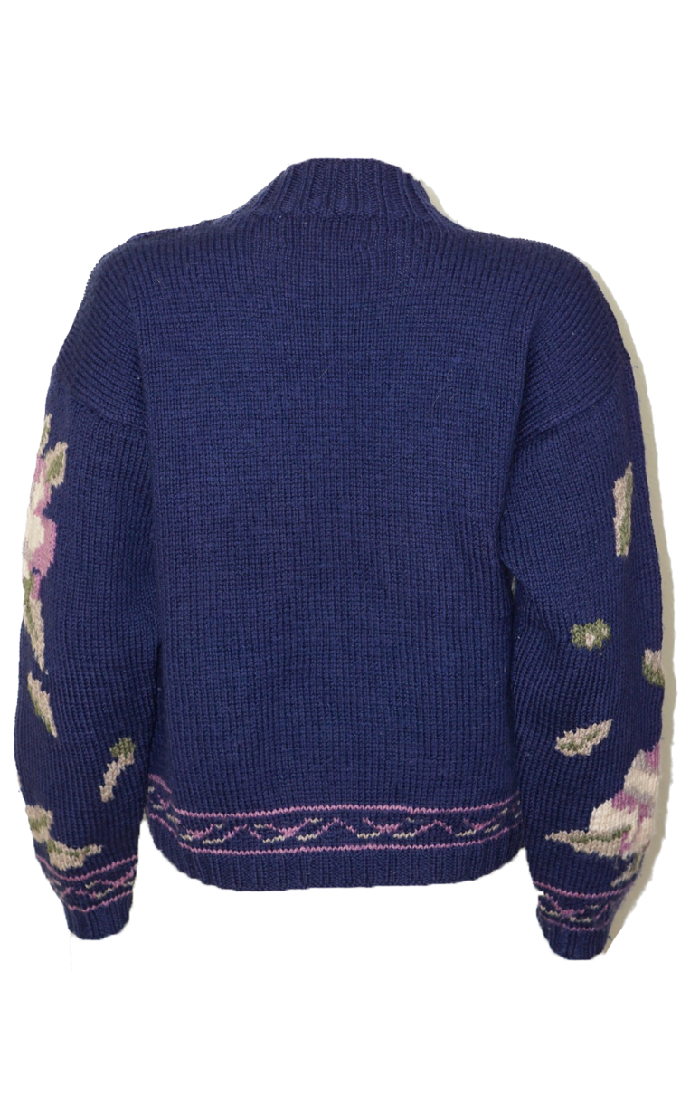 VINTAGE South Wool Floral Hand Knit Sweater