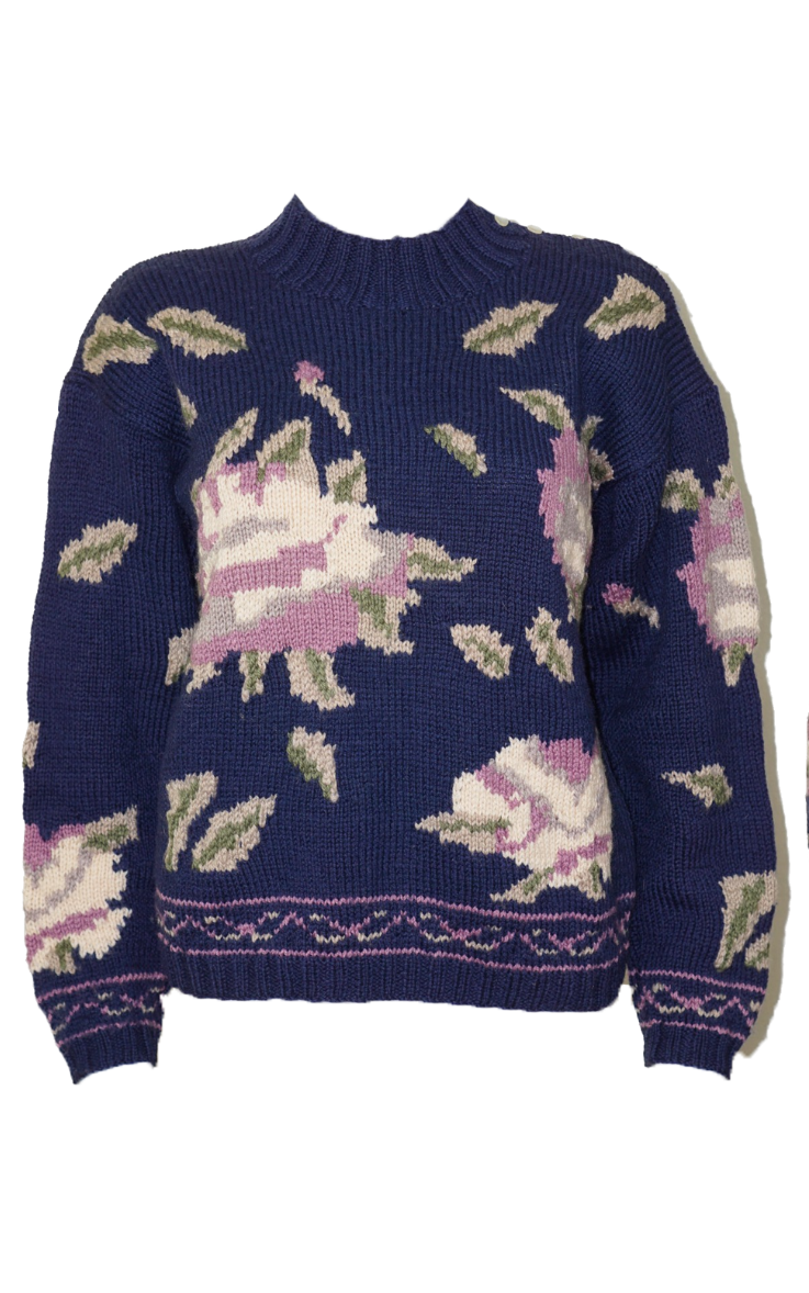 VINTAGE South Wool Floral Hand Knit Sweater