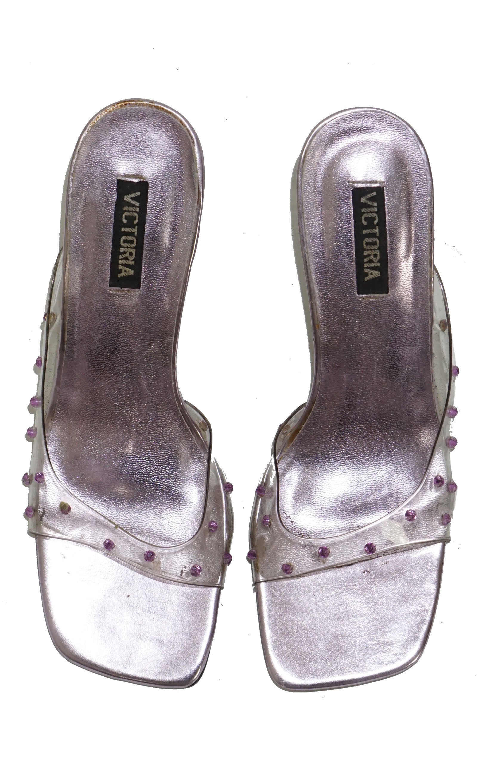 VINTAGE Y2K Clear Wedge Rhinestones Mules