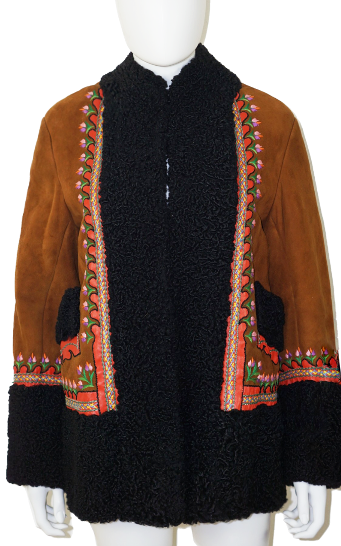 VINTAGE Ukrainian Sheep Skin Embroidered Jacket resellum