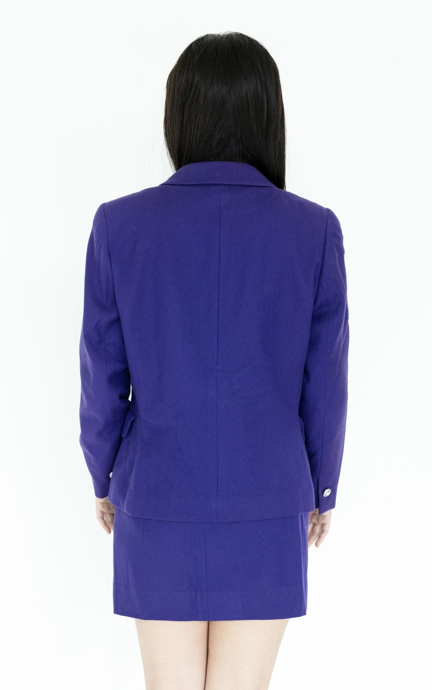 VINTAGE 100% Wool Purple Skirt Set Suit