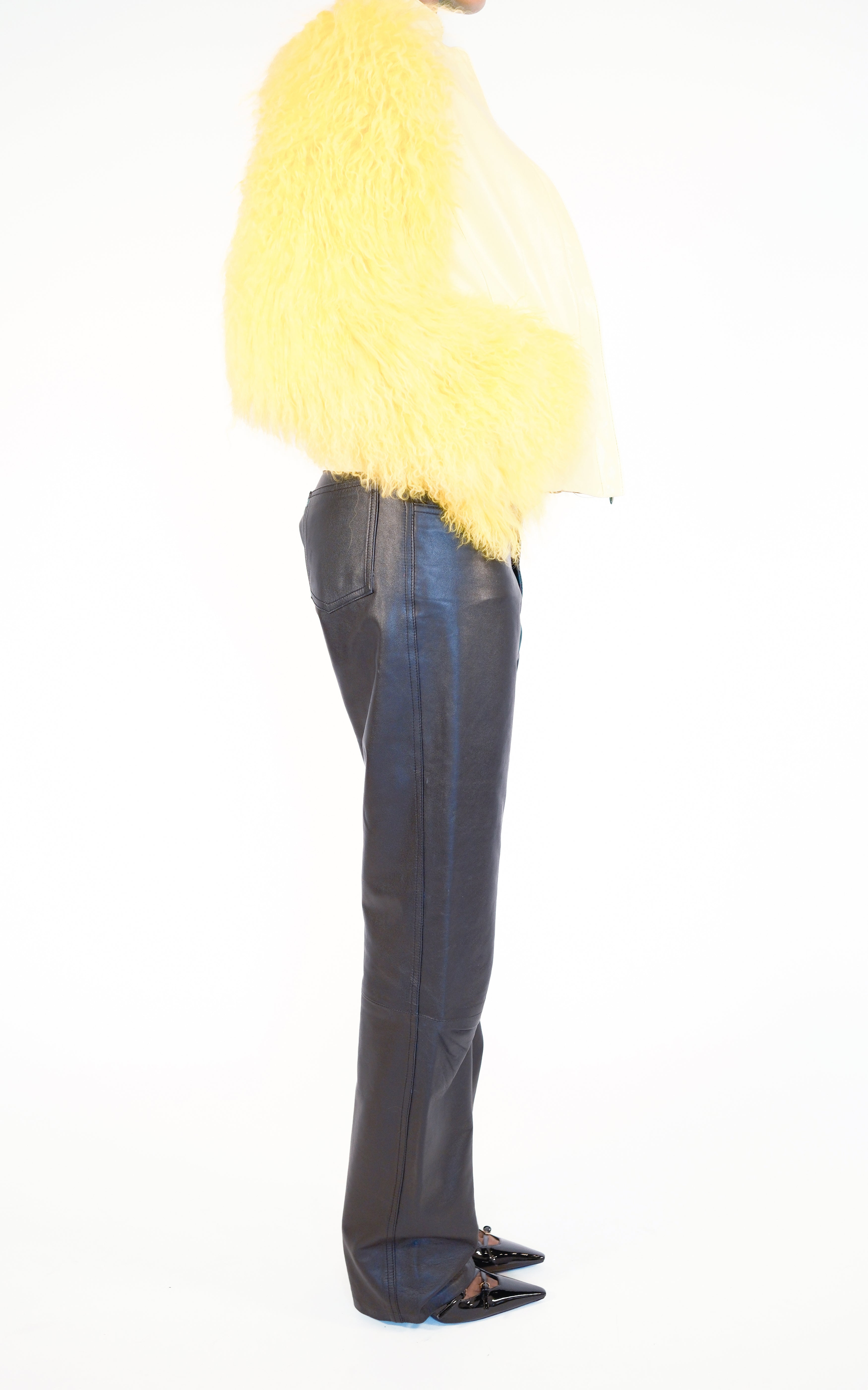 VINTAGE 90s Black Leather Medium Rise Baggy Relaxed Fit Pants 