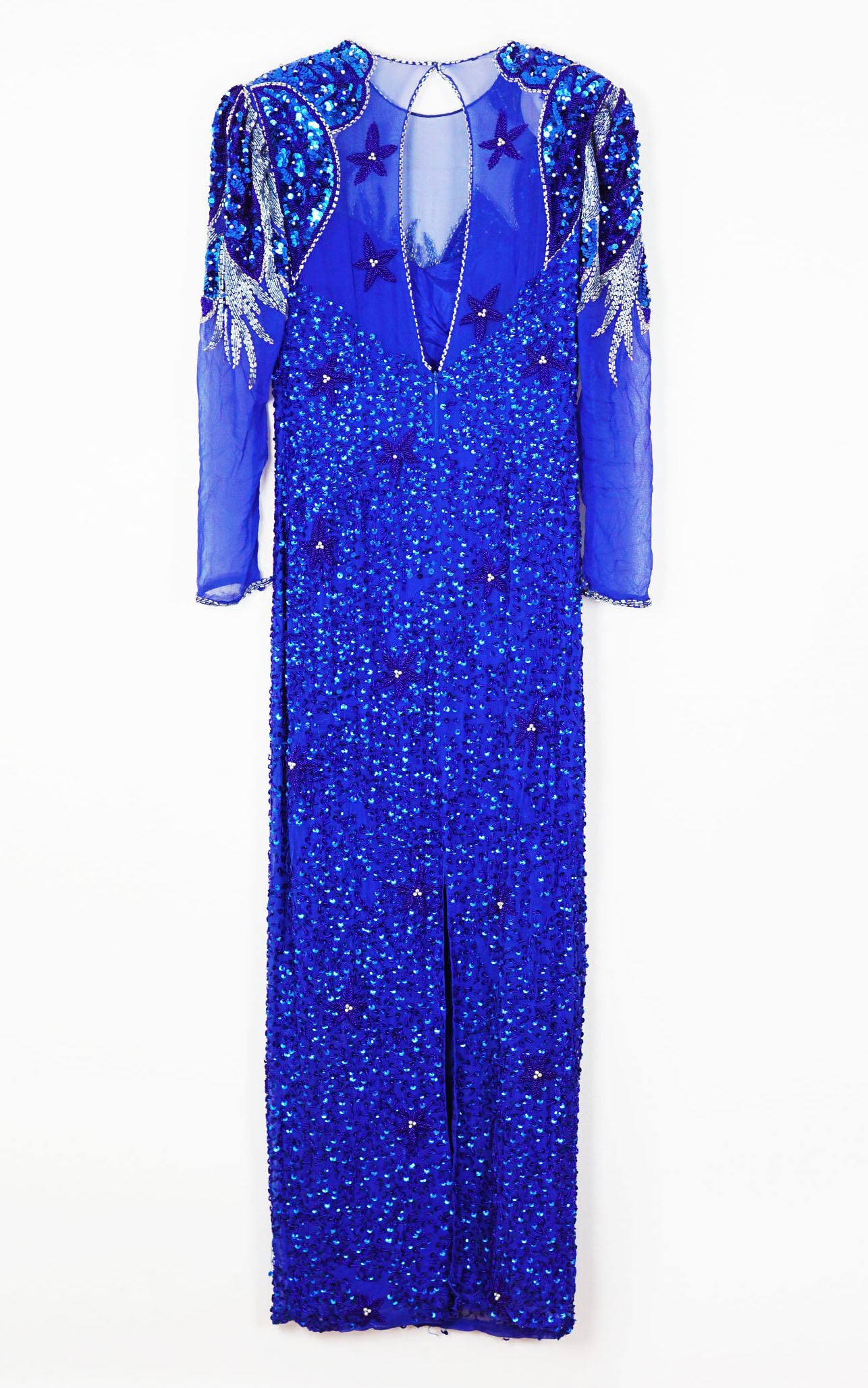VINTAGE Blue Sequin Maxi Dress