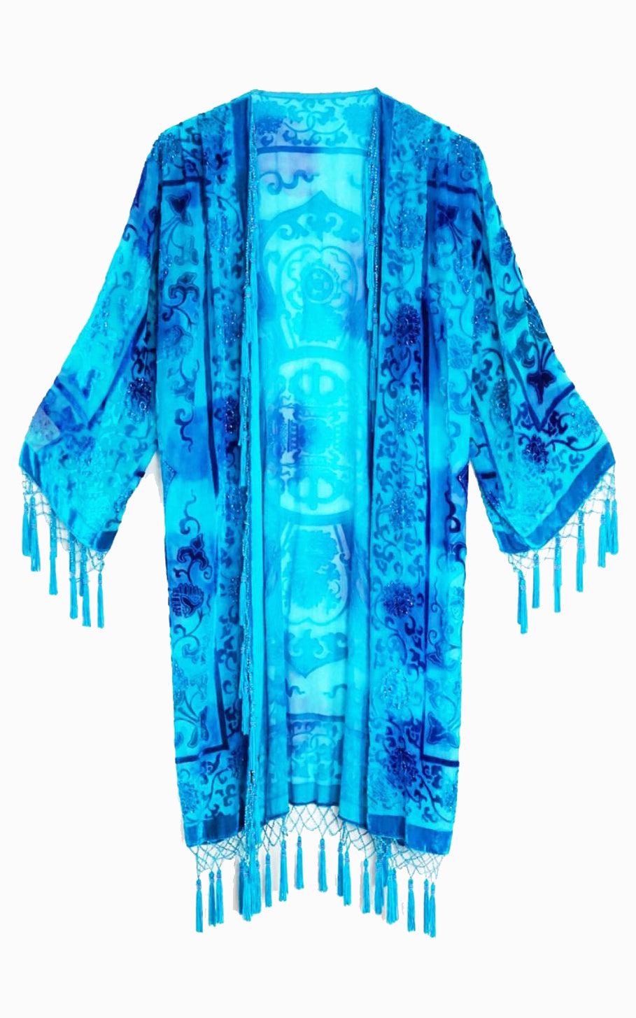 VINTAGE Blue Tassel Kimono Cardigan