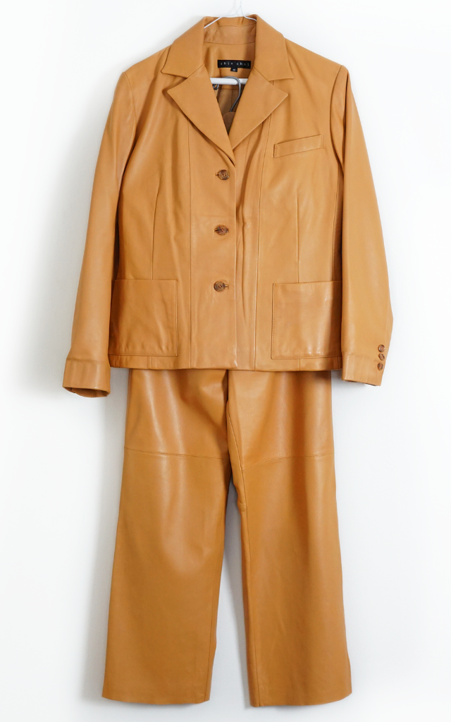 VINTAGE Brown Leather Pant Suit