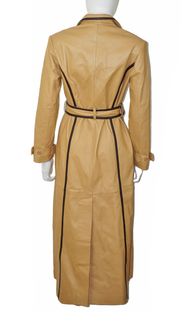 VINTAGE Newport News Brown Leather Midi Coat resellum