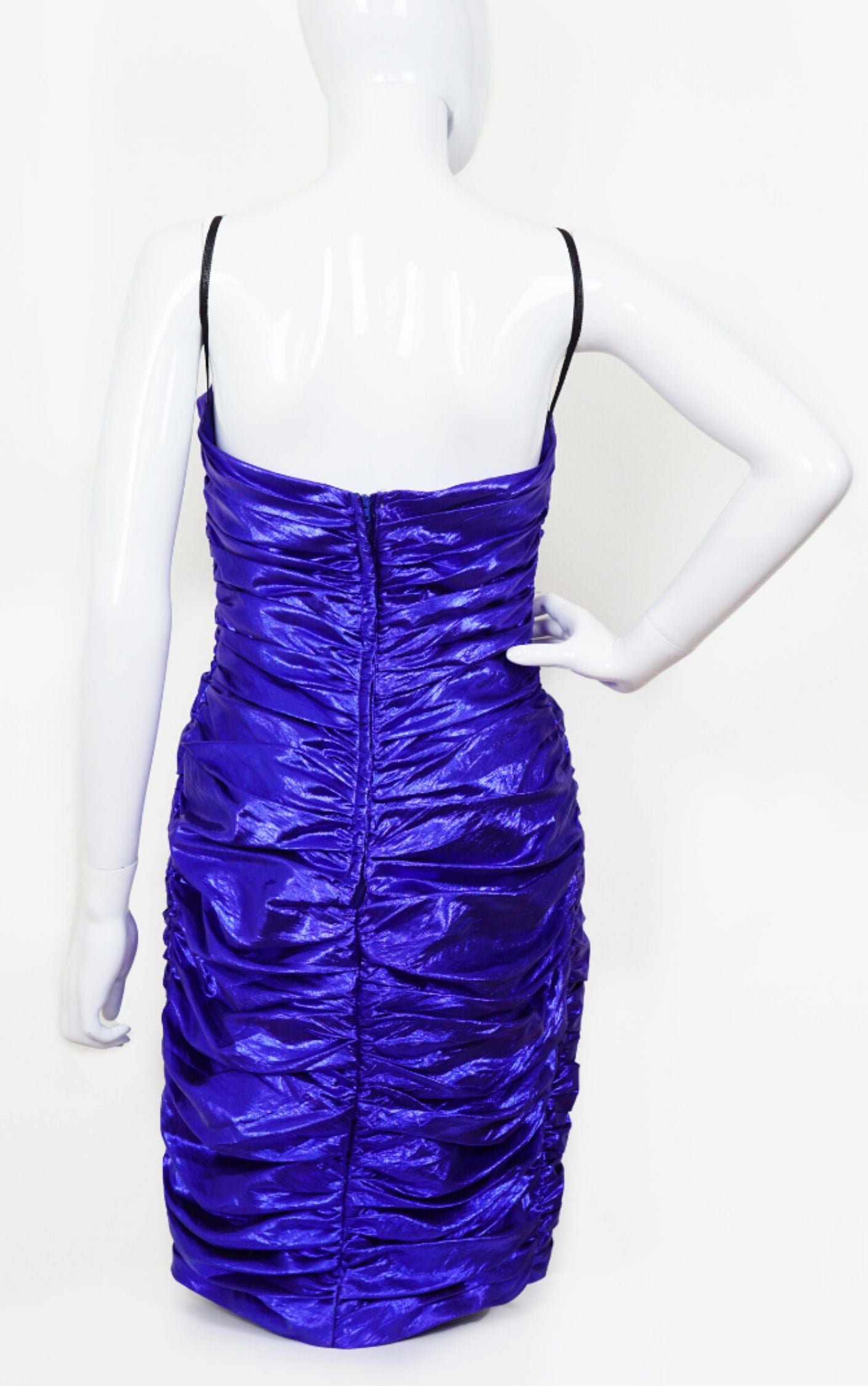 VINTAGE Purple Metallic Ruched Dress