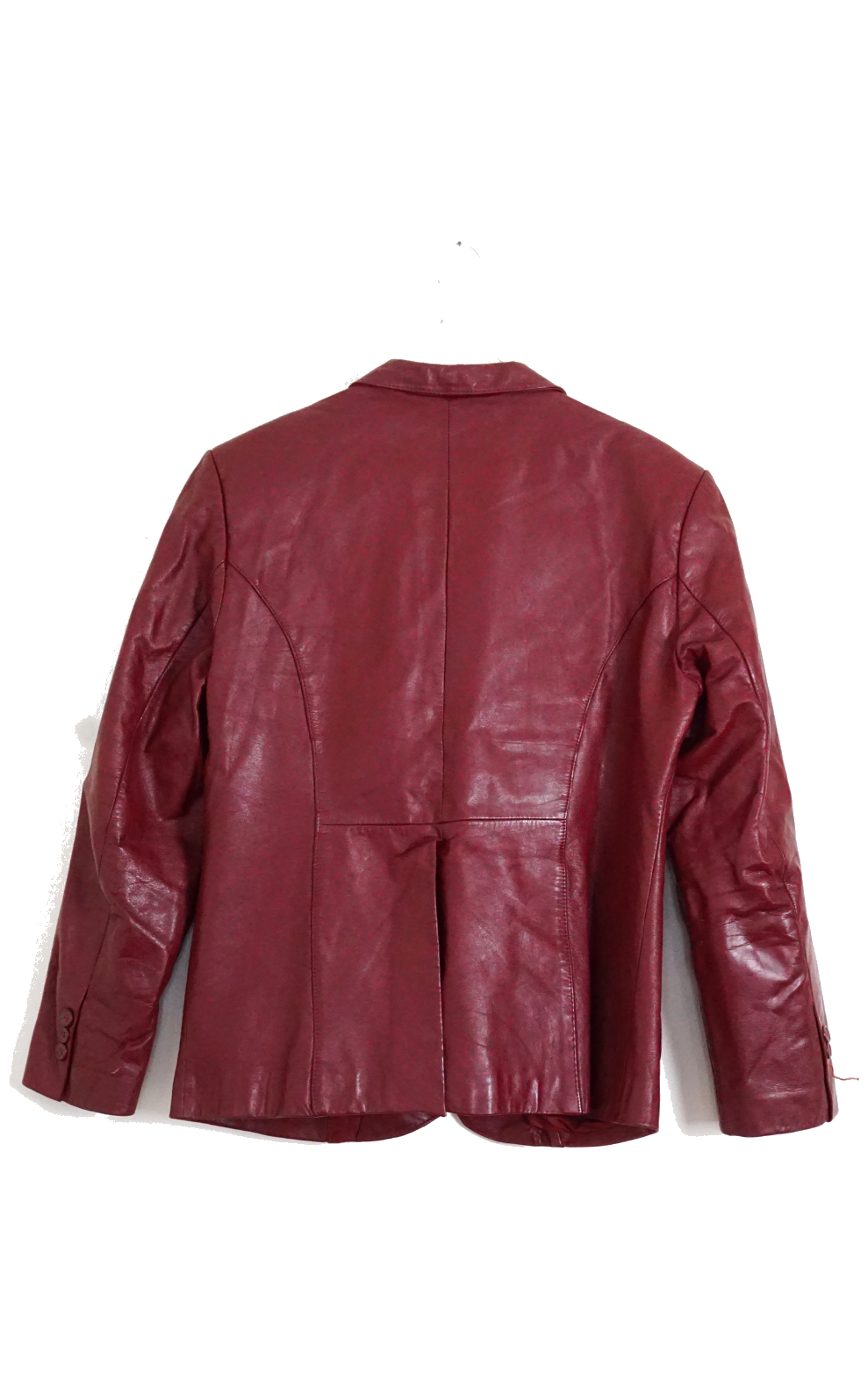 VINTAGE Red Burgundy 70s Leather Jacket