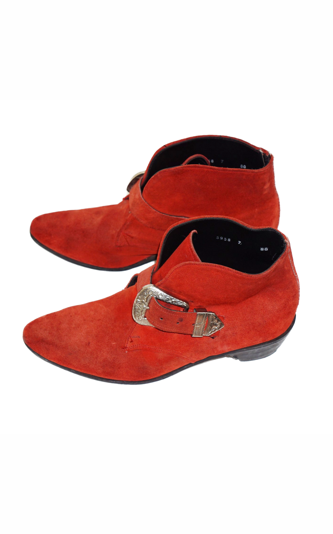 VINTAGE Red Suede Western Wesley Boots