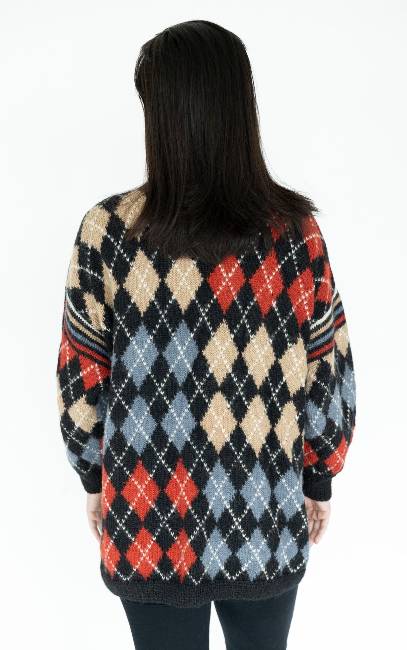 VINTAGE Rhombus Geometric Knitted Cardigan