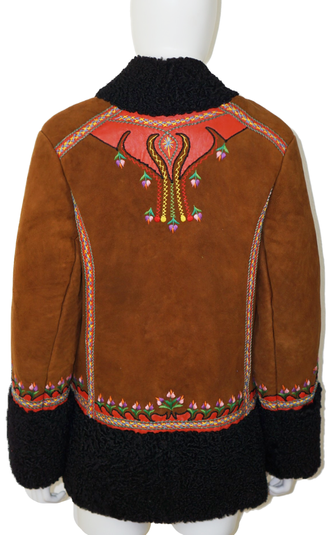 VINTAGE Ukrainian Sheep Skin Embroidered Jacket resellum