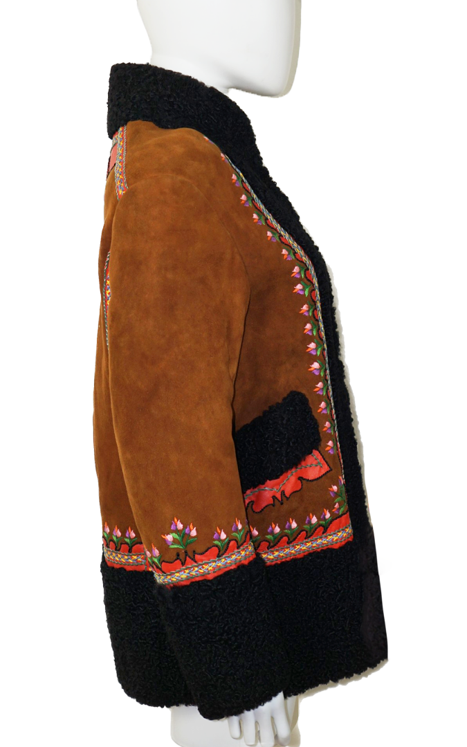 VINTAGE Ukrainian Sheep Skin Embroidered Jacket resellum