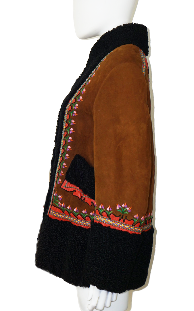 VINTAGE Ukrainian Sheep Skin Embroidered Jacket resellum