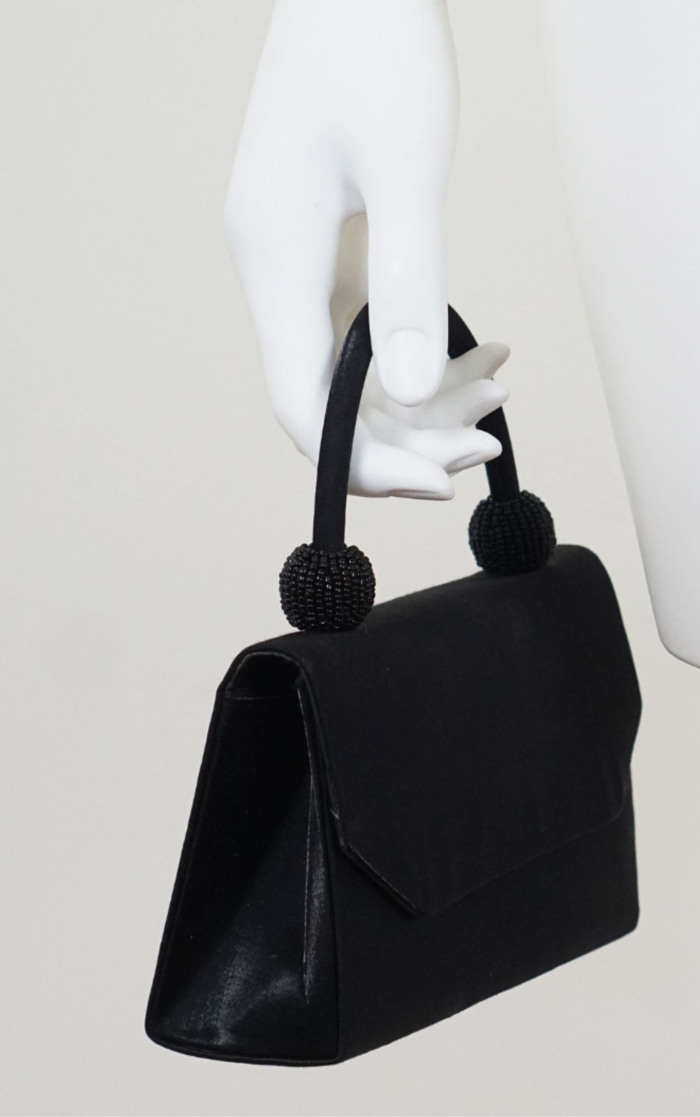 Vintage Style Black Mini Handle Satchel Bag