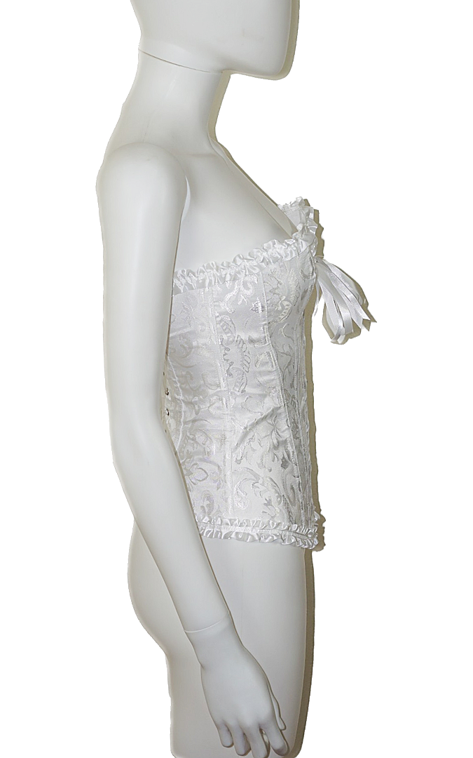 White Satin Gothic Victorian Lace Up Corset