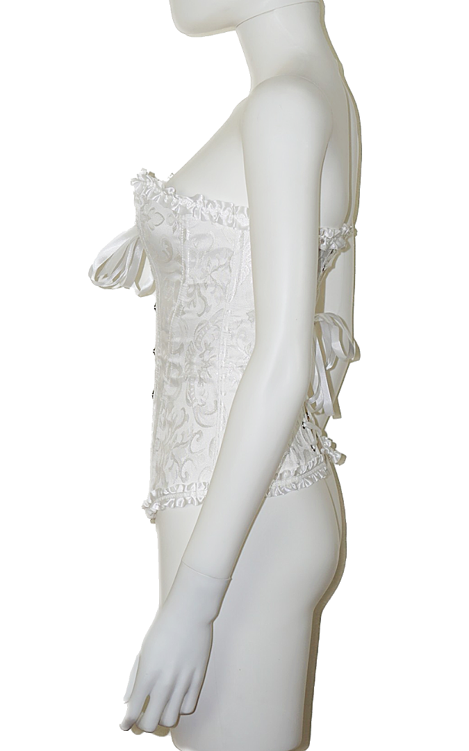 White Satin Gothic Victorian Lace Up Corset