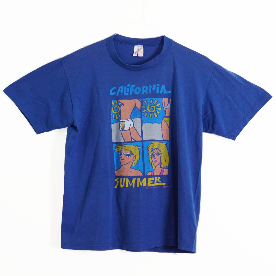 VINTAGE Junoh Sportswear 1988 California Summer Single Stitch T-Shirt Retro Cartoon Graphic Tee XL Made In USA