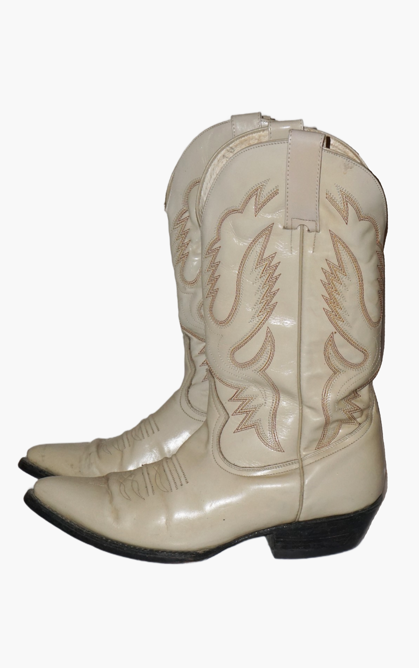 VINTAGE Pastel Light Grey Leather Western Cowboy Boots resellum