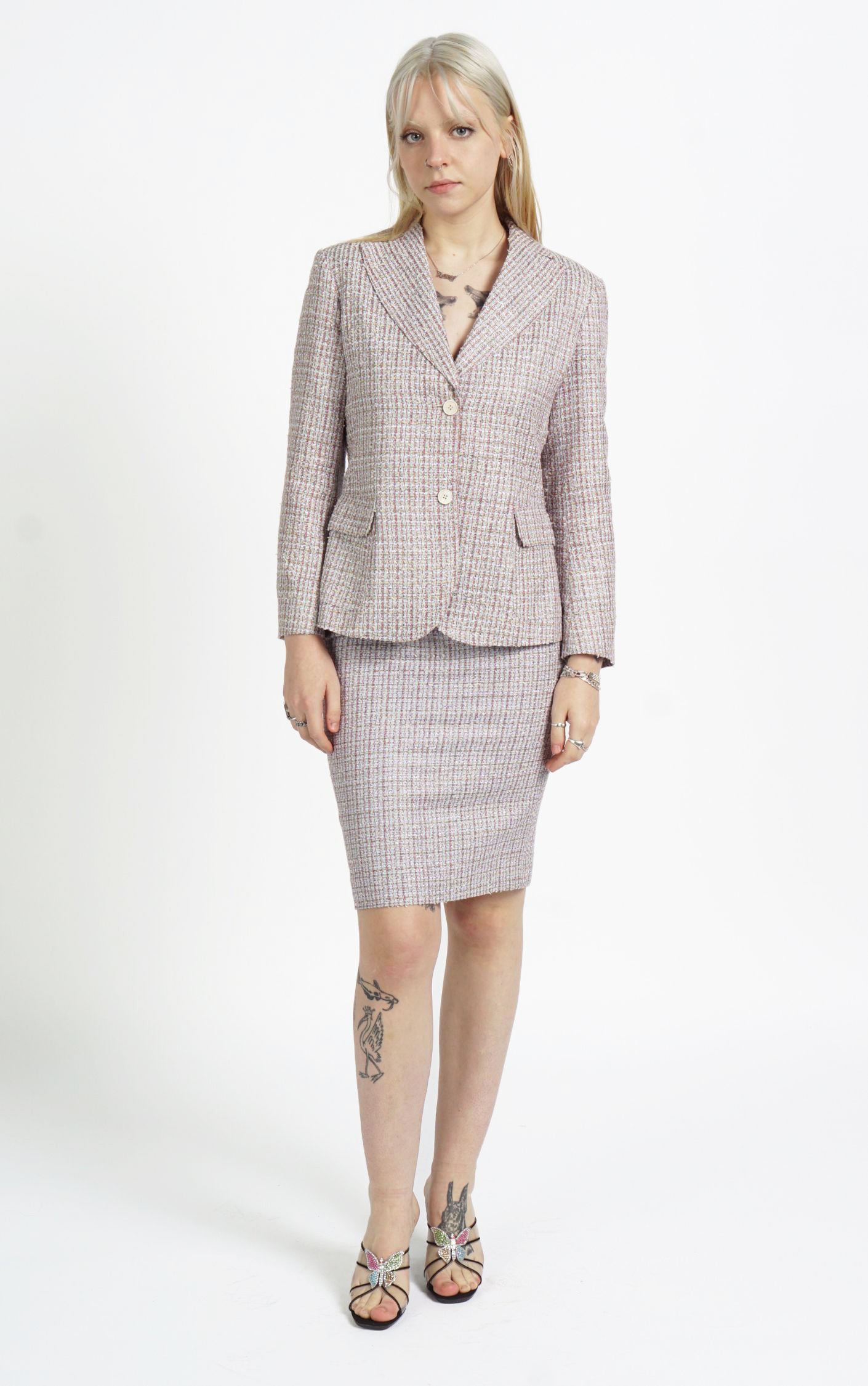 JIL SANDER Tweed Pastel Blazer Skirt Set Suit resellum