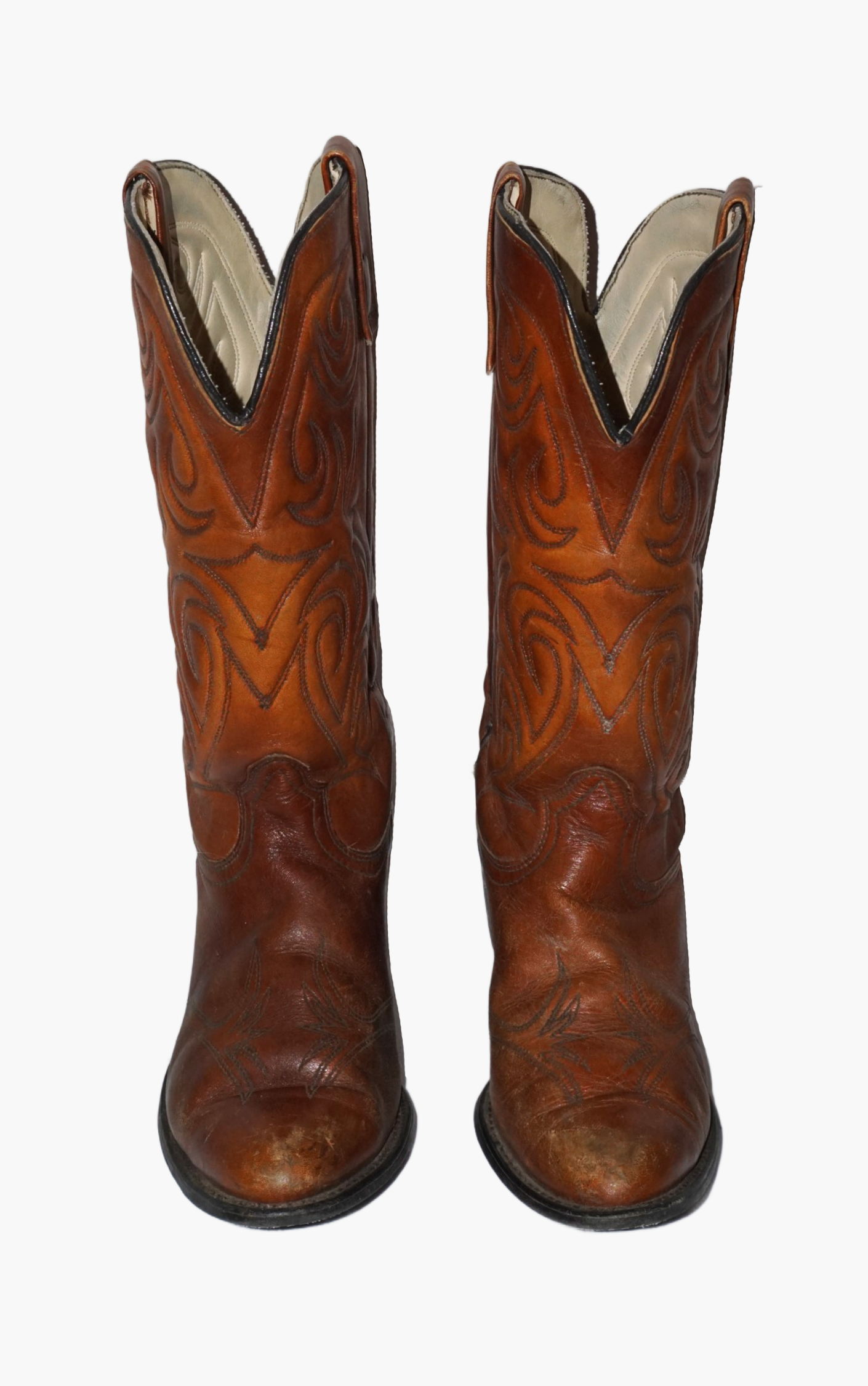 VINTAGE Texas Brown Leather Western Cowboy Boots US 9