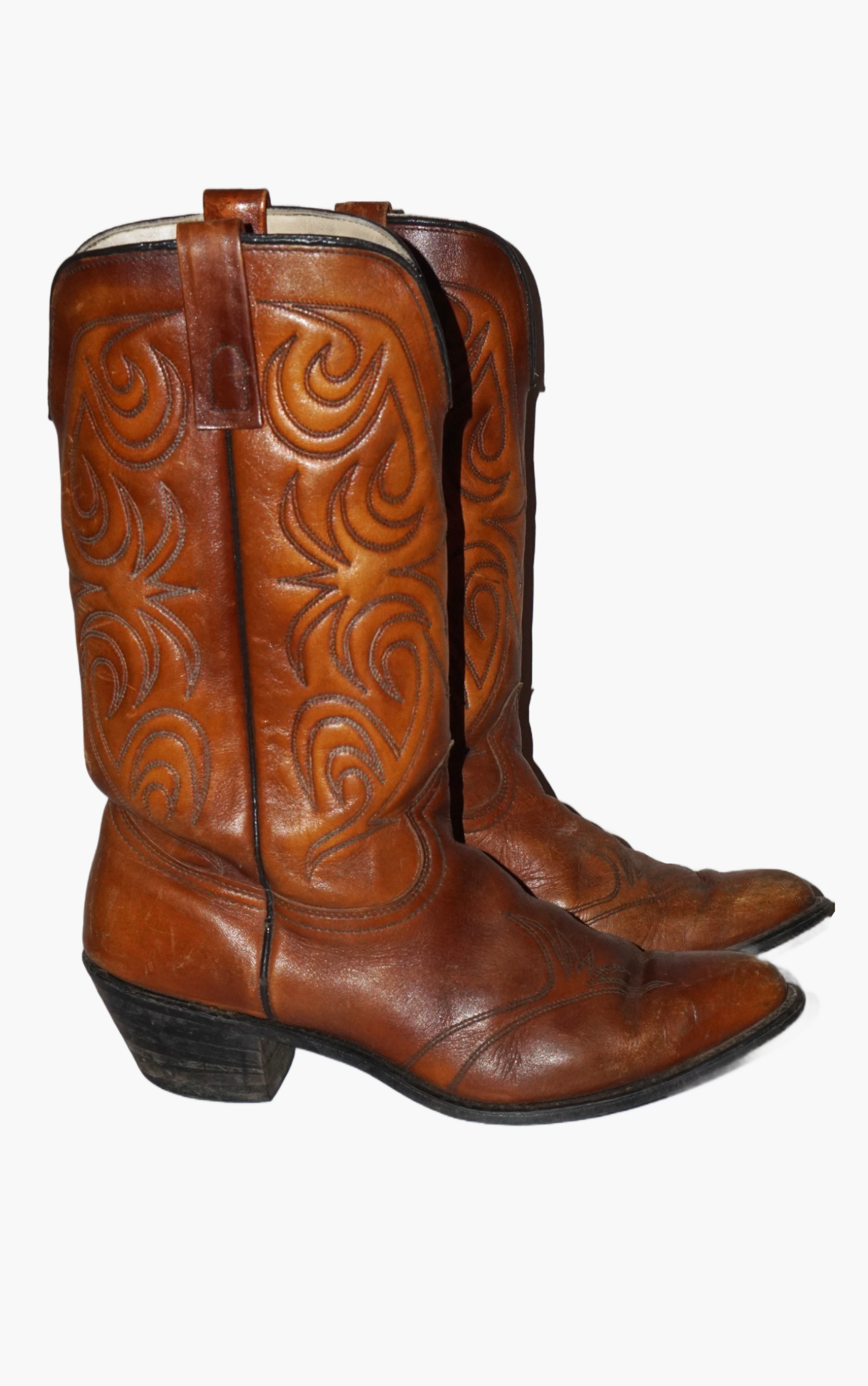 VINTAGE Texas Brown Leather Western Cowboy Boots US 9