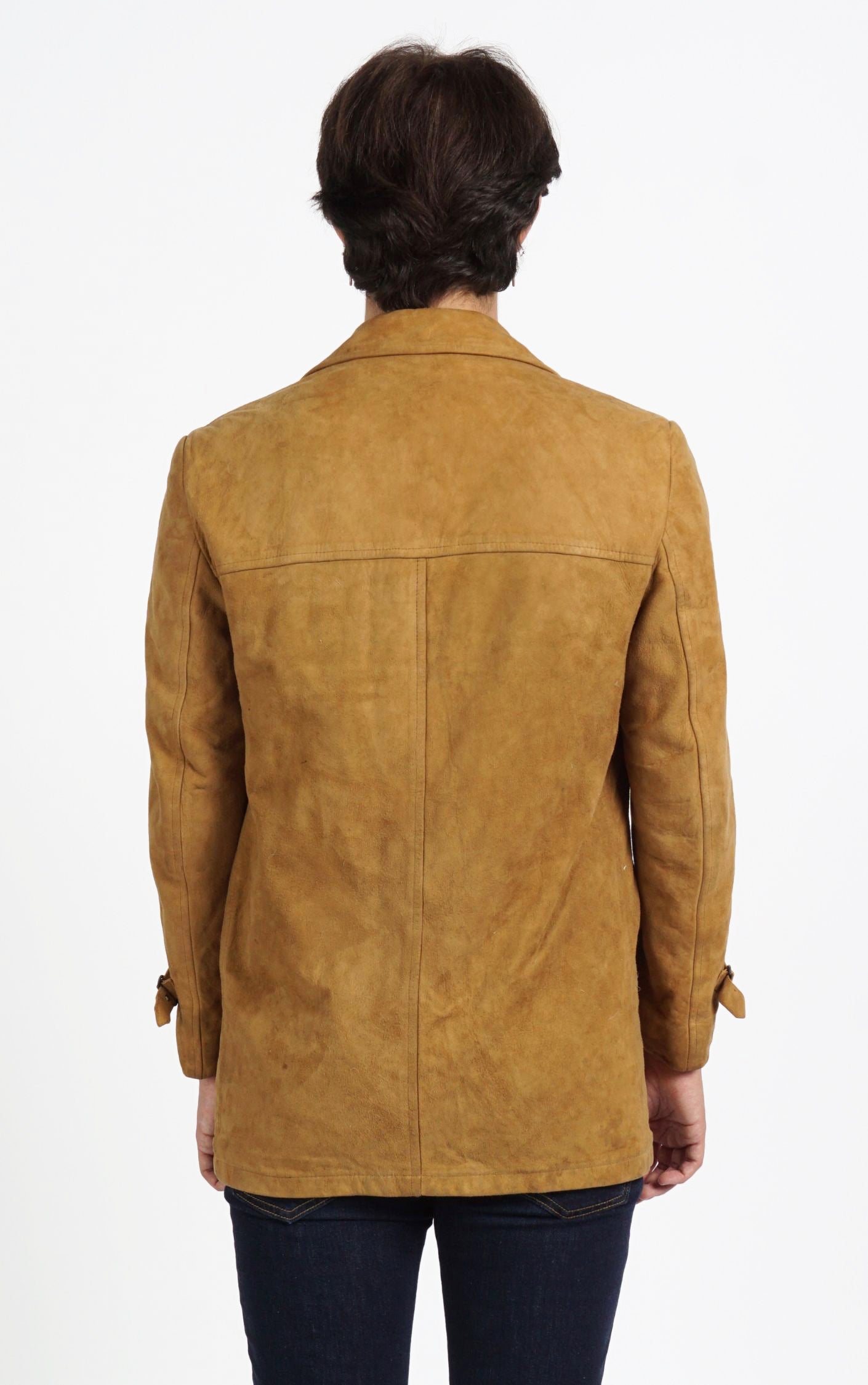 VINTAGE Camel Suede Leather Buttoned Blazer Jacket resellum