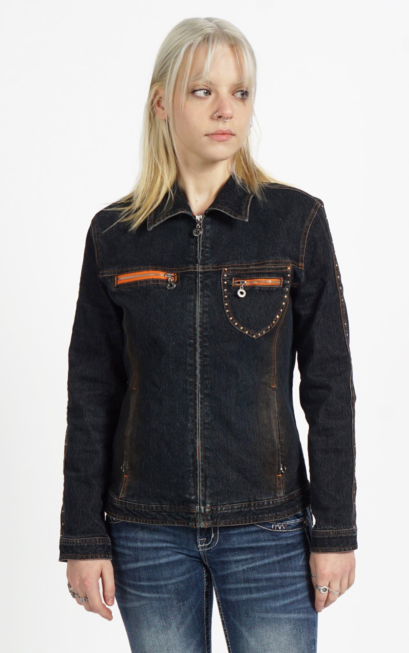 VINTAGE Y2K Rhinestones Embellished Denim Jacket resellum