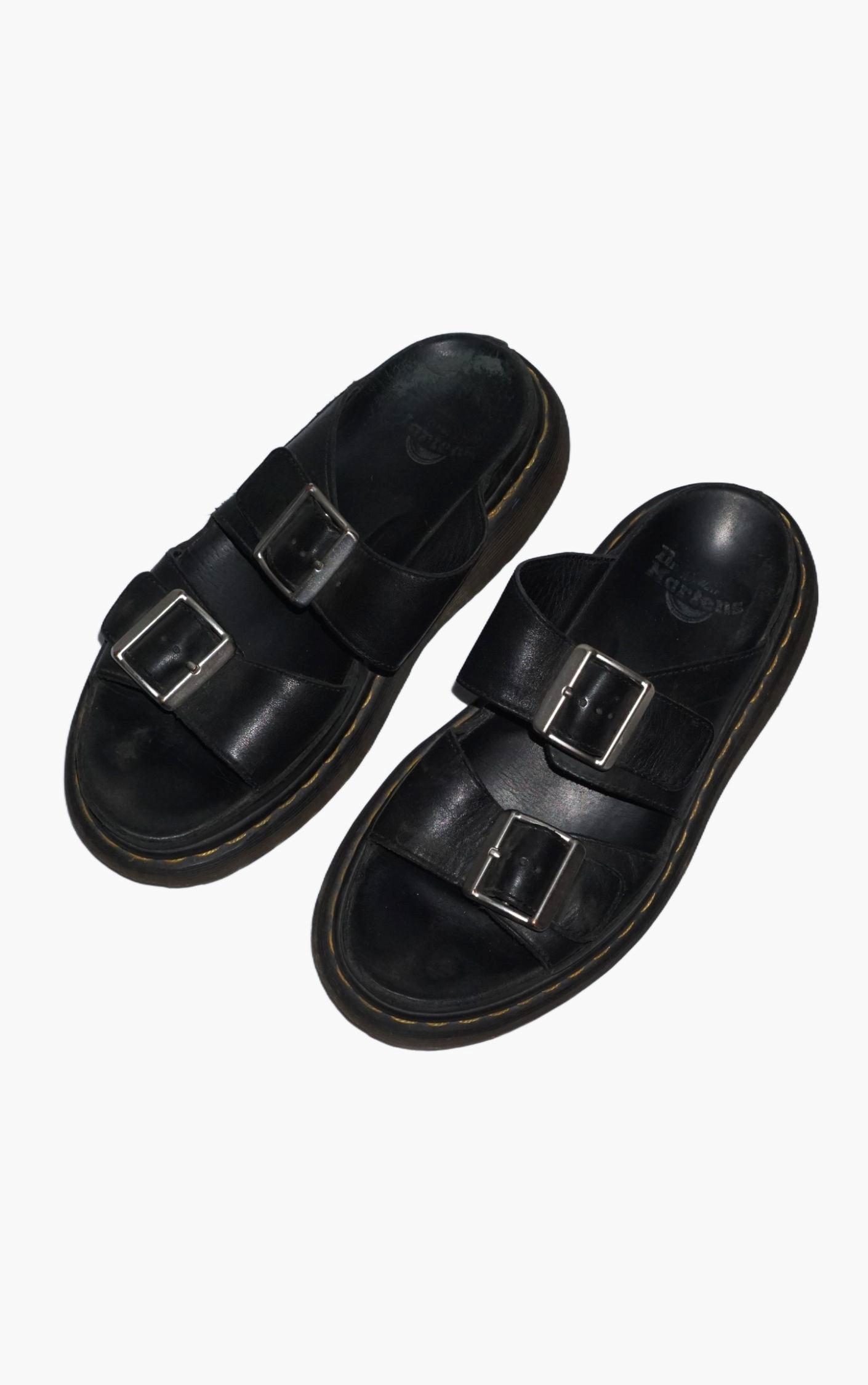 DR.MARTENS Leather Buckle Platform Slide Sandals resellum