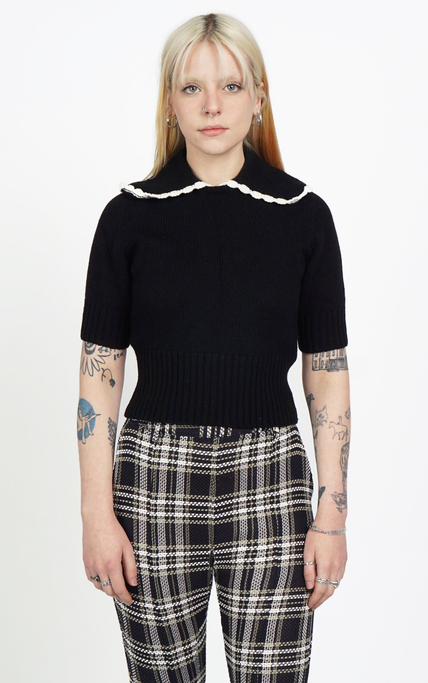 & OTHER STORIES Black Wide Collar Wool Sweater resellum