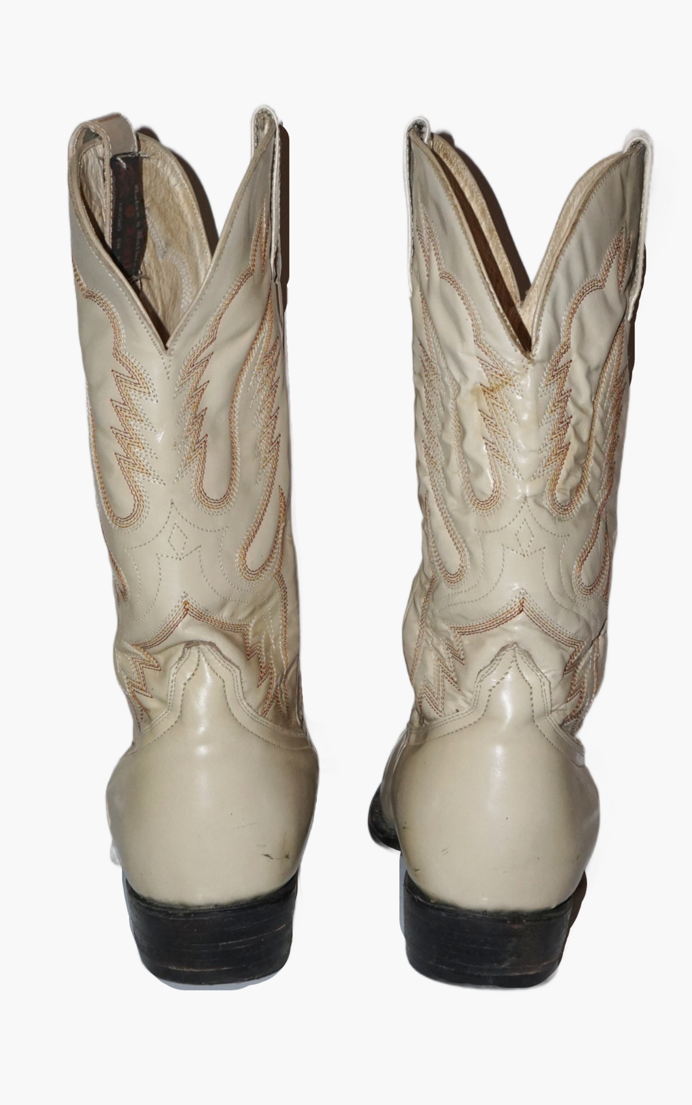 VINTAGE Pastel Light Grey Leather Western Cowboy Boots resellum