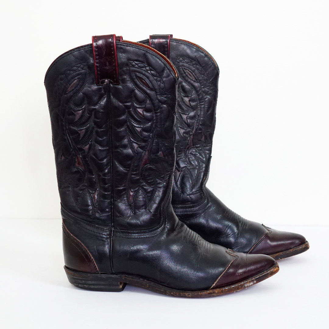 VINTAGE Leather Cowboy Boots by Click On Trend