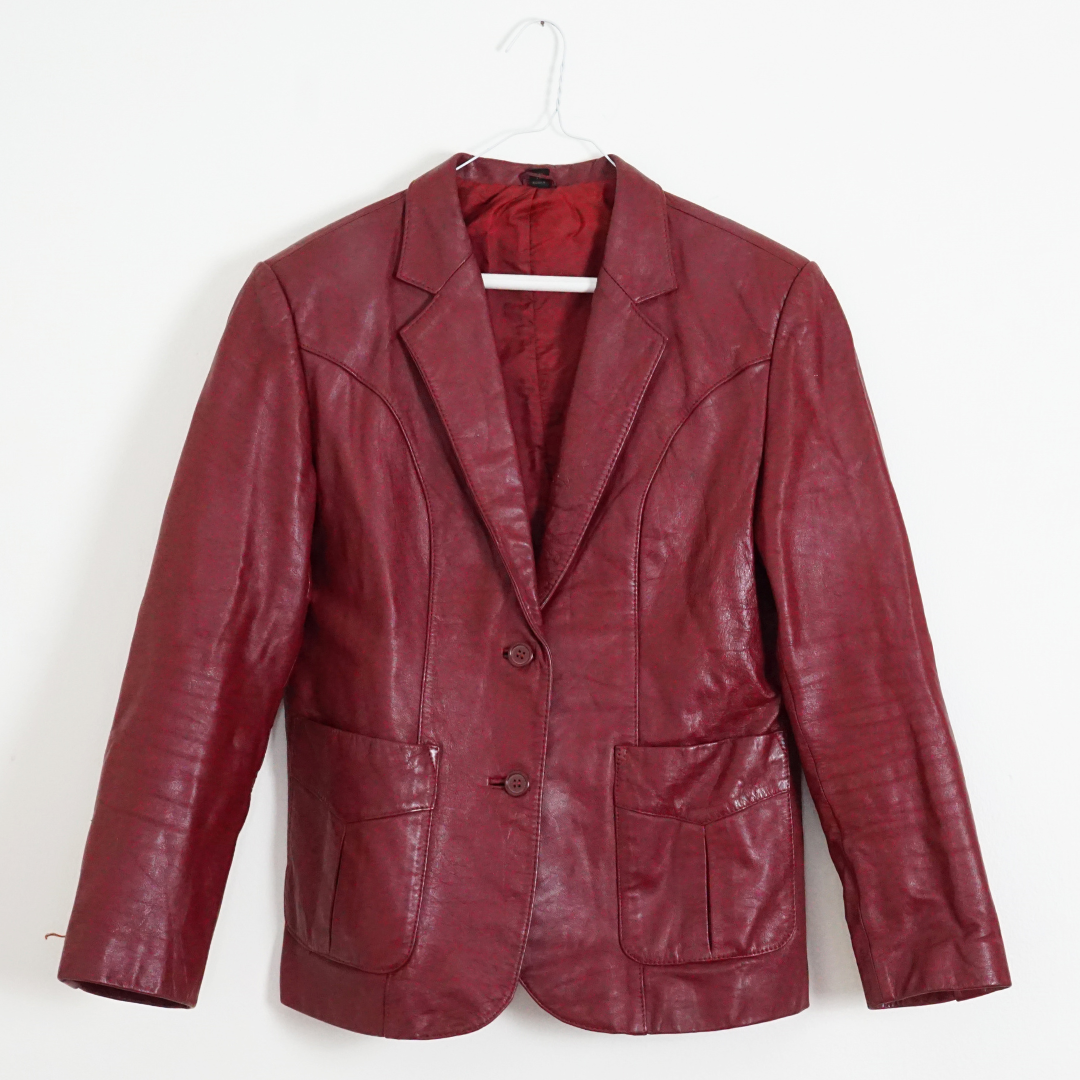 VINTAGE Red Leather Jacket by Click On Trend