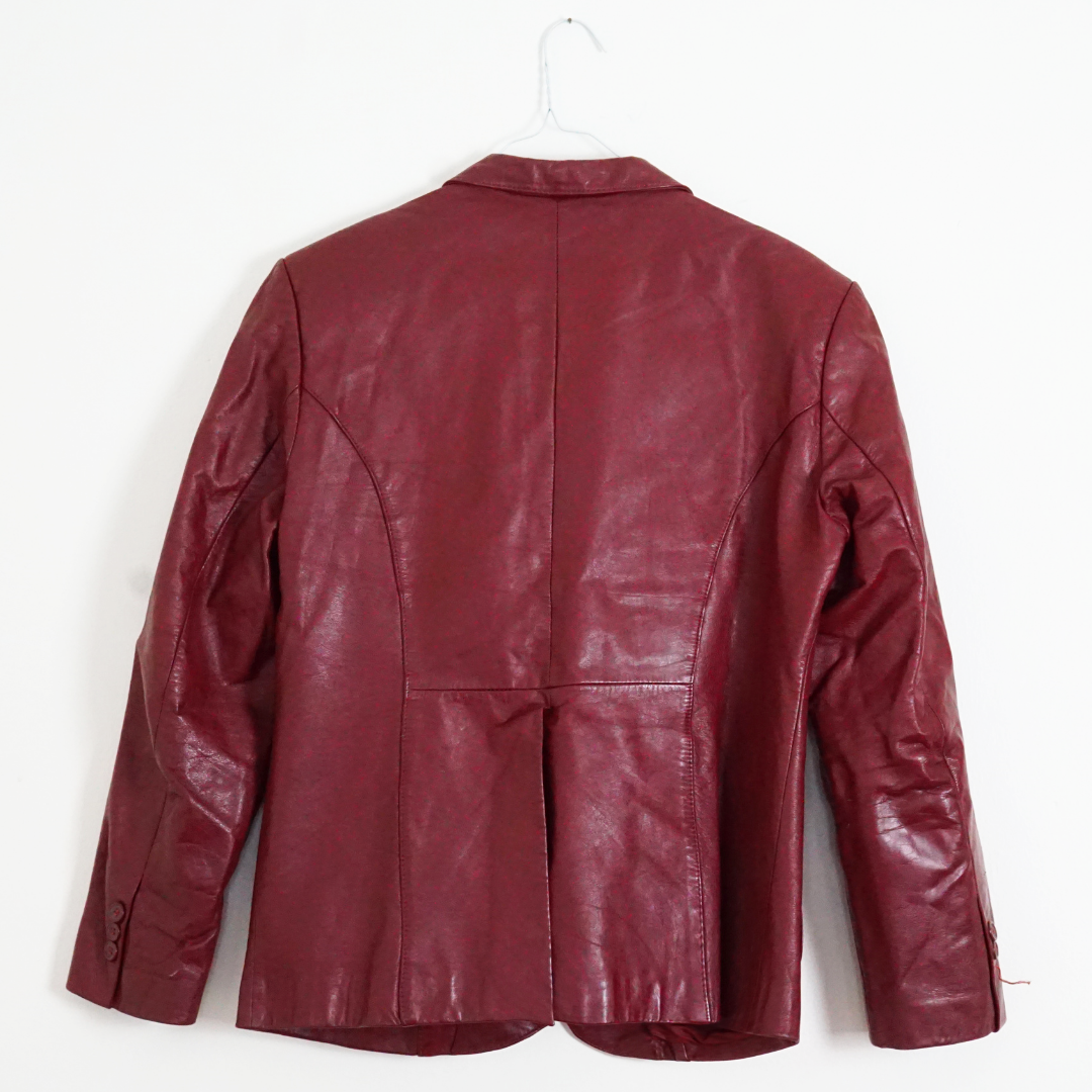 VINTAGE Red Leather Jacket by Click On Trend
