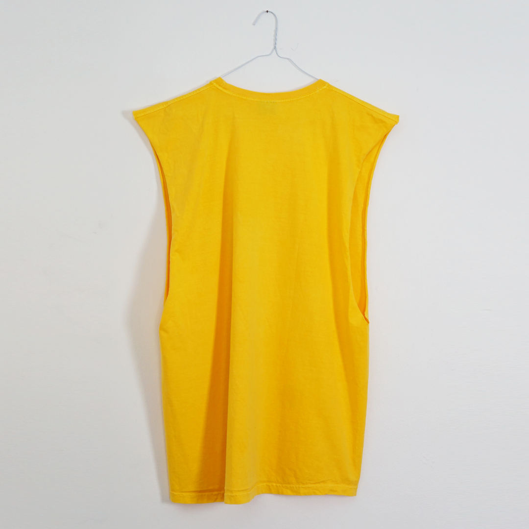 STUSSY Yellow Logo Sleeveless T-Shirt by Click On Trend