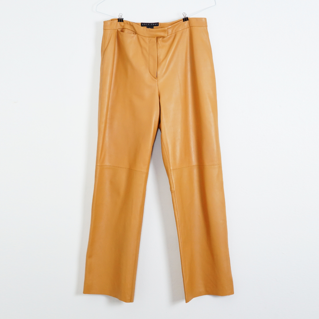 VINTAGE Brown Leather Pant Suit by Click On Trend