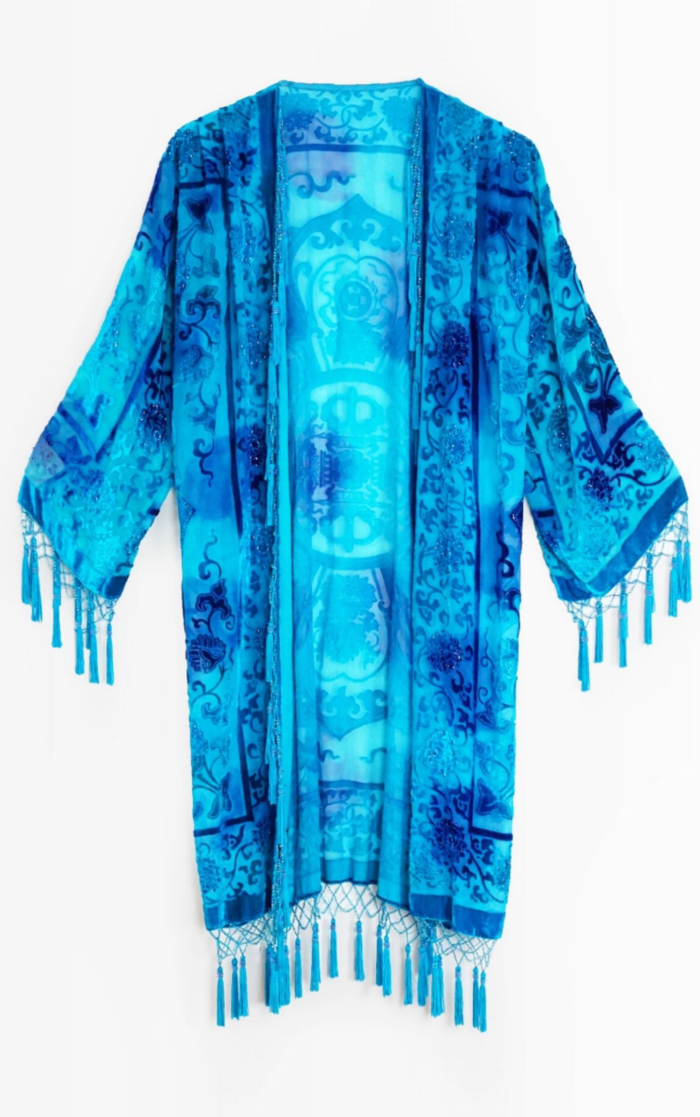 VINTAGE Blue Tassel Kimono Cardigan resellum