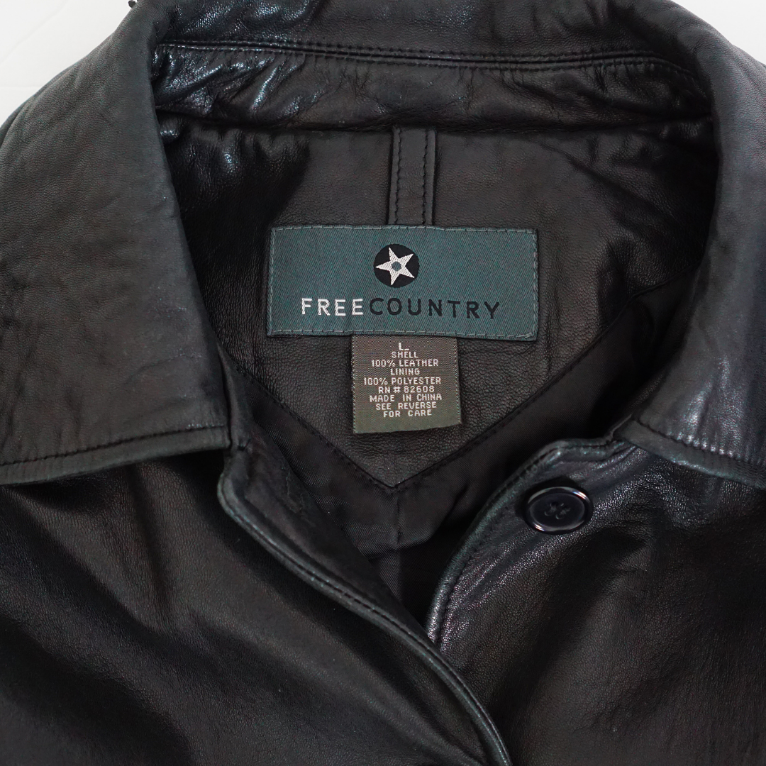 VINTAGE Black Leather Jacket Coat by Click On Trend