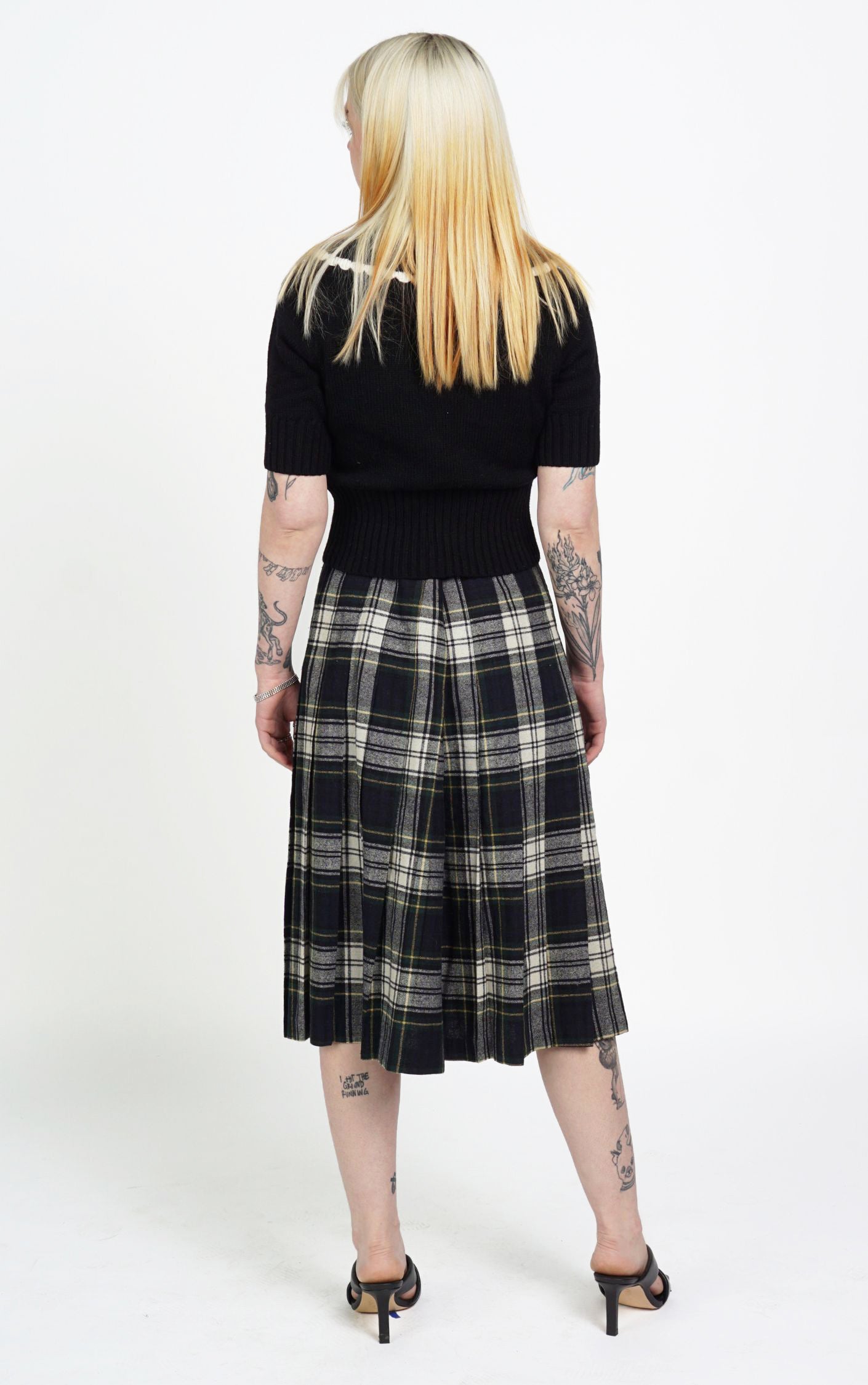 VINTAGE Wool Plaid Tartan Pleated Midi Wrap Skirt resellum